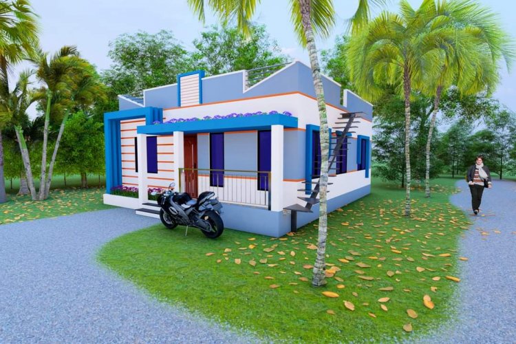 একতলা বাড়ির নকশা  দুই বা তিন শতক জমিতে বাড়ির ডিজাইন প্লান