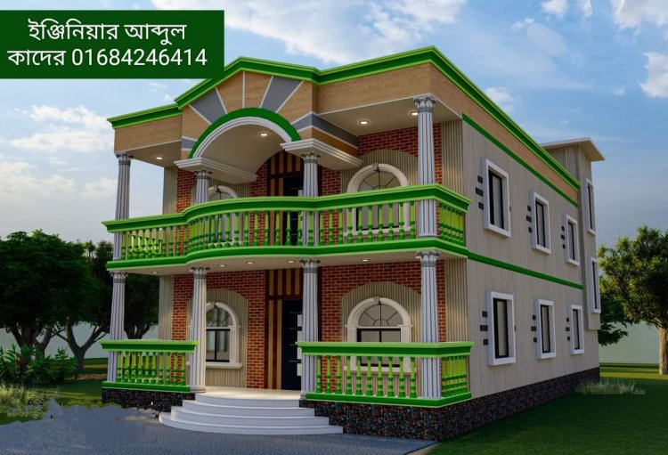 Two Store Building 4 Room Full Design with Structural Design also Estimate.