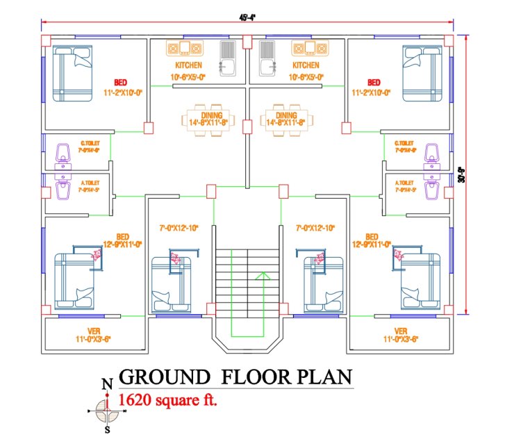 2 unit 6 room one story building